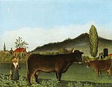 Henri Rousseau Canvas Paintings - Landscape with Cattle